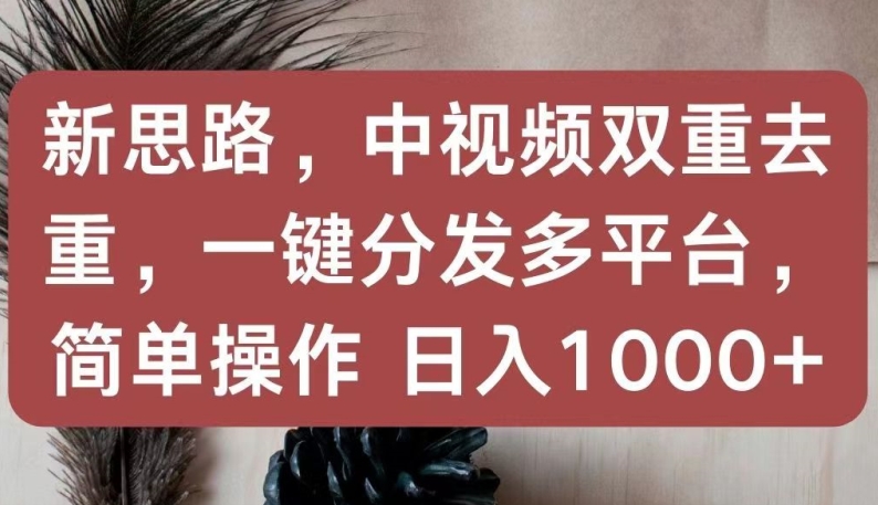 310-20240424-新思路，中视频双重去重，一键分发多平台，简单操作，日入1000+【揭秘】