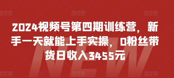 316-20240425-2024视频号第四期训练营，新手一天就能上手实操，0粉丝带货日收入3455元