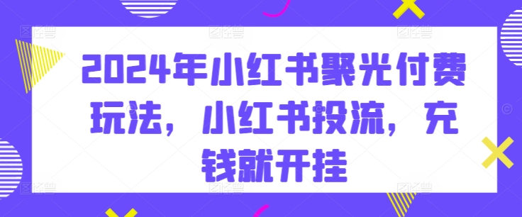 339-20240427-2024年小红书聚光付费玩法，小红书投流，充钱就开挂