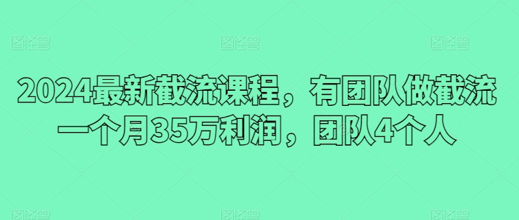 005-20240501-2024最新截流课程，有团队做截流一个月35万利润，团队4个人