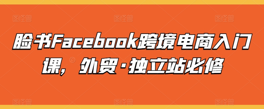 011-20240502-脸书Facebook跨境电商入门课，外贸·独立站必修