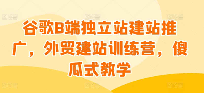 090-20240509-谷歌B端独立站建站推广，外贸建站训练营，傻瓜式教学