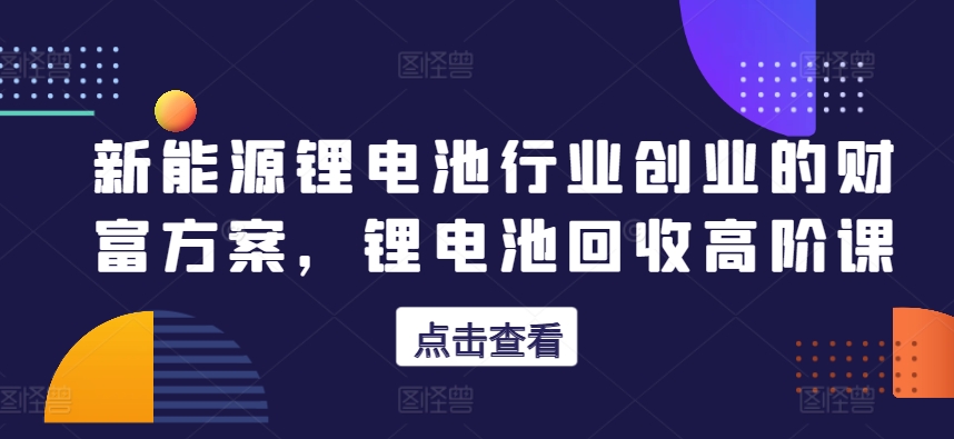 100-20240510-新能源锂电池行业创业的财富方案，锂电池回收高阶课