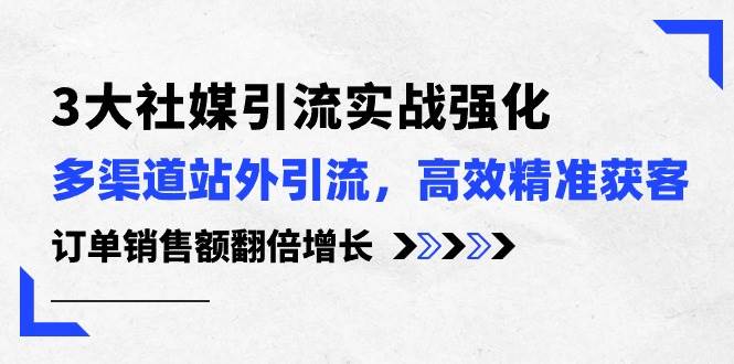 （10562期）3大社媒引流实战强化⭐3大社媒引流实操强化，多渠道站外引流/高效精准获客/订单销售额翻倍增长