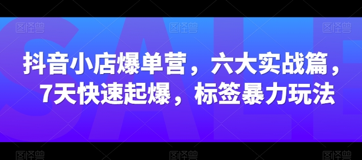 237-20240521-抖音小店爆单营，六大实战篇，7天快速起爆，标签暴力玩法