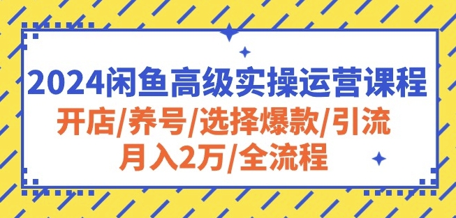 288-20240525-2024闲鱼高级实操运营课程：开店养号选择爆款引流月入2万全流程⭐2024闲鱼高级实操运营课程：开店/养号/选择爆款/引流/月入2万/全流程