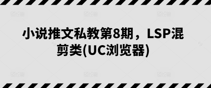 309-20240527-小说推文私教第8期，LSP混剪类(UC浏览器)