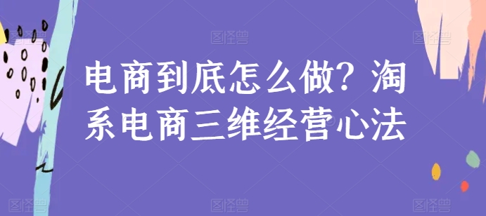 313-20240528-电商到底怎么做？淘系电商三维经营心法