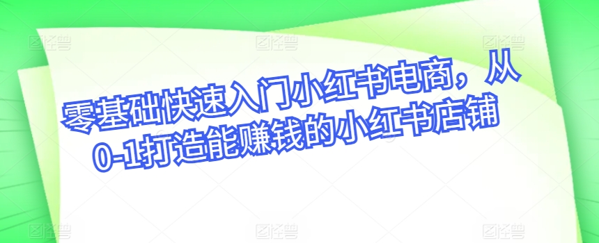 214-20240528-零基础快速入门小红书电商，从0-1打造能赚钱的小红书店铺