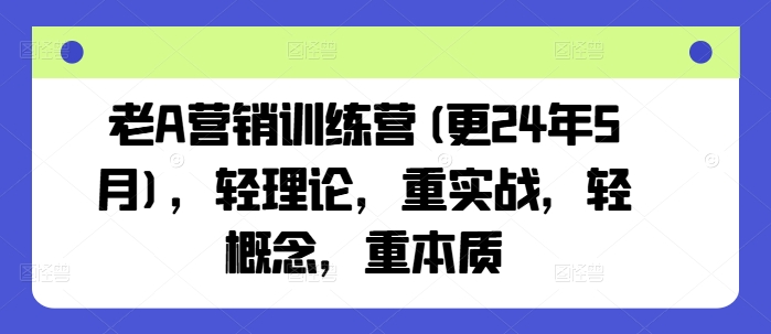 333-20240529-老A营销训练营(更24年5月)，轻理论，重实战，轻概念，重本质