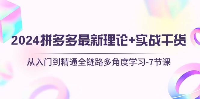 （10816期）2024拼多多 最新理论+实战干货，⭐2024拼多多 最新理论 实战干货，从入门到精通全链路多角度学习-7节课