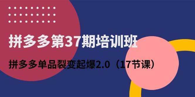 （10835期）拼多多第37期培训班⭐拼多多第37期培训班：拼多多单品裂变起爆2.0（17节课）