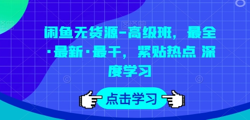 021-20240603-闲鱼无货源-高级班，最全·最新·最干，紧贴热点 深度学习