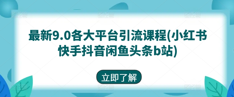 034-20240604-最新9.0各大平台引流课程(小红书快手抖音闲鱼头条b站)