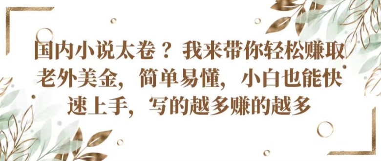 061-20240606-国内小说太卷 带你轻松赚取老外美金，简单易懂，小白也能快速上手，写的越多赚的越多⭐国内小说太卷 ?带你轻松赚取老外美金，简单易懂，小白也能快速上手，写的越多赚的越多【揭秘】