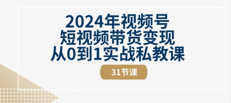 064-20240607-2024年视频号短视频带货变现从0到1实战私教课(31节视频课)