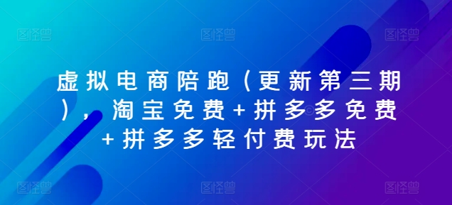 090-20240609-虚拟电商陪跑(更新第三期)，淘宝免费+拼多多免费+拼多多轻付费玩法