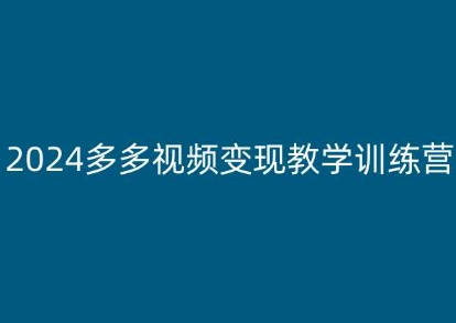 195-20240619-2024多多视频变现教学训练营，新手保姆级教程，适合新手小白