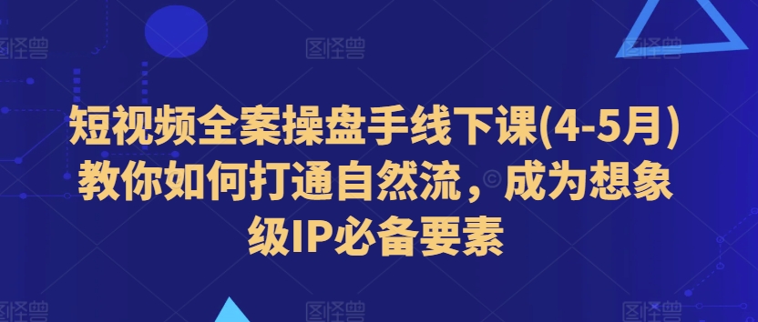 233-20240622-短视频全案操盘手线下课(4-5月)教你如何打通自然流，成为想象级IP必备要素