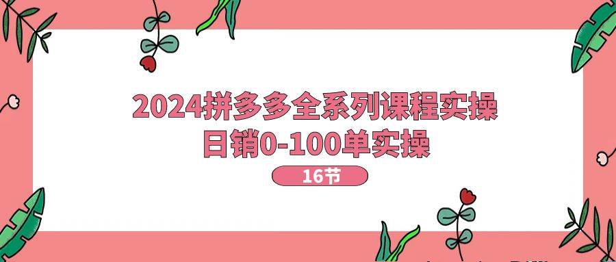 （11222期）2024拼多多全系列课程实操⭐2024拼多多全系列课程实操，日销0-100单实操【16节课】