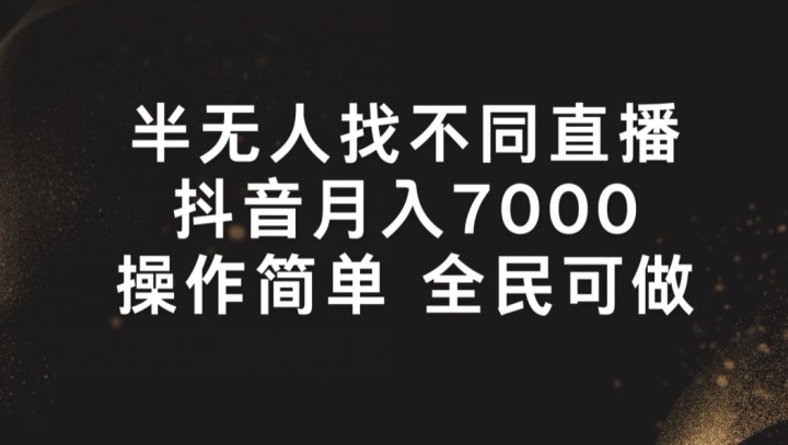 306-20240629-半无人找不同直播，月入7000+，操作简单 全民可做【揭秘】