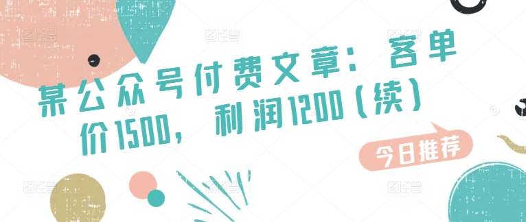 313-20240630-某公众号付费文章：客单价1500，利润1200(续)，市场几乎可以说是空白的