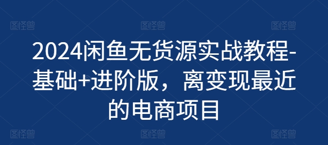 121-20240710-2024闲鱼无货源实战教程-基础+进阶版，离变现最近的电商项目