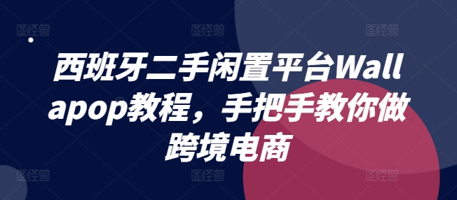 129-20240711-西班牙二手闲置平台Wallapop教程，手把手教你做跨境电商