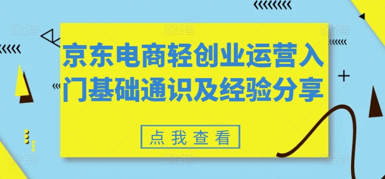 146-20240712-京东电商轻创业运营入门基础通识及经验分享