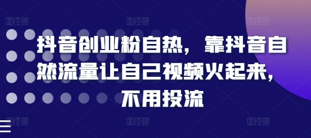 163-20240713-抖音创业粉自热，靠抖音自然流量让自己视频火起来，不用投流