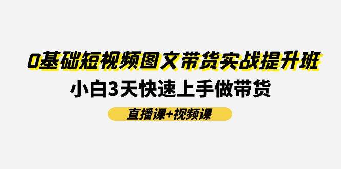 0基础短视频图文带货实战提升班(直播课 视频课)：小白3天快速上手做带货