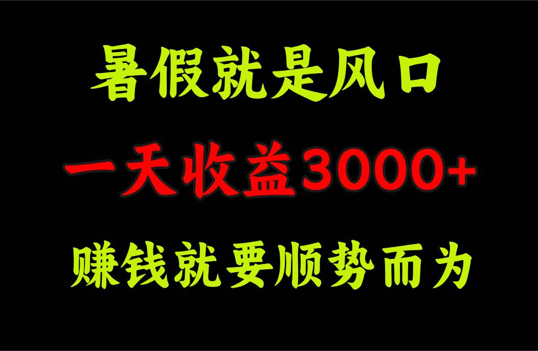 假期暴利项目⭐一天收益3000  赚钱就是顺势而为，暑假就是风口