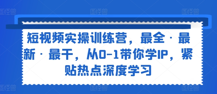 279-20240722-短视频实操训练营，最全·最新·最干，从0-1带你学IP，紧贴热点深度学习