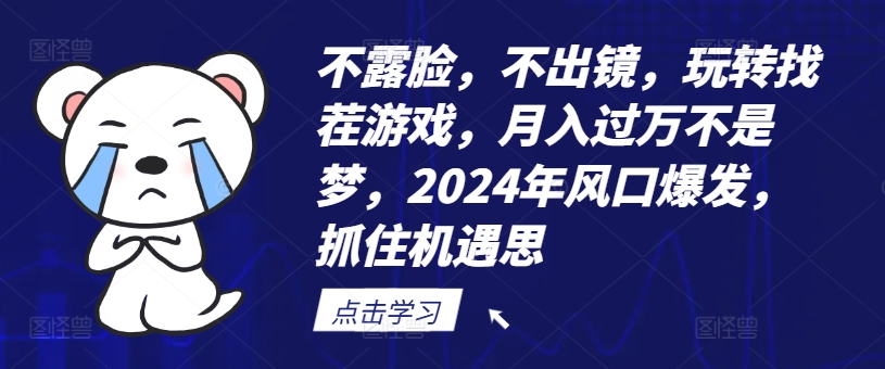 367-20240729-不露脸，不出镜，玩转找茬游戏，月入过万不是梦，2024年风口爆发，抓住机遇【揭秘】