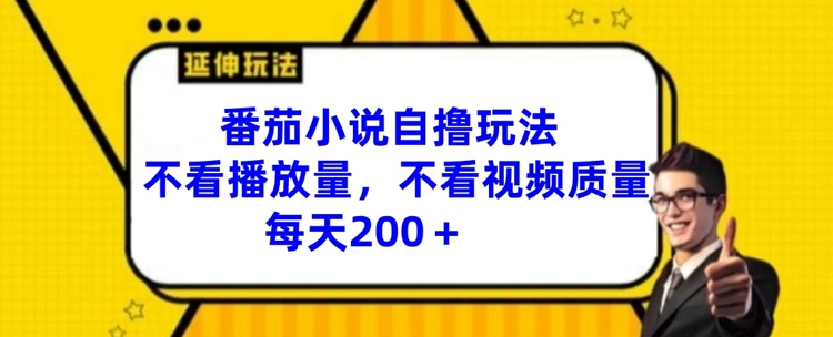 383-20240730-番茄小说自撸玩法，不看播放量，不看视频质量，每天200+【揭秘】