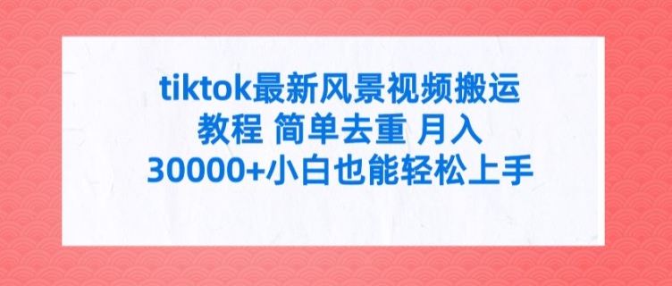 001-20240801-tiktok最新风景视频搬运教程 简单去重 月入3W+小白也能轻松上手【揭秘】