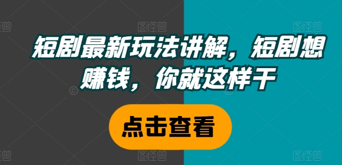 007-20240801-短剧最新玩法讲解，短剧想赚钱，你就这样干