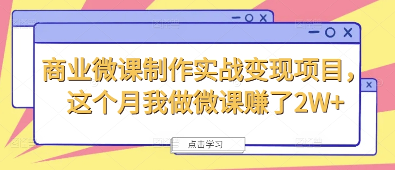 037-20240803-商业微课制作实战变现项目，这个月我做微课赚了2W+