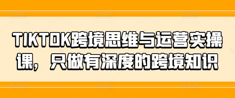 077-20240806-TIKTOK跨境思维与运营实操课，只做有深度的跨境知识