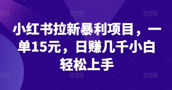 157-20240811-小红书拉新暴利项目，一单15元，日赚几千小白轻松上手【揭秘】