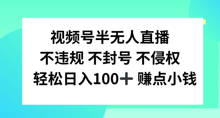 166-20240812-视频号半无人直播，不违规不封号，轻松日入100+【揭秘】