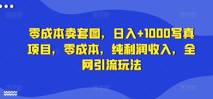 256-20240820-零成本卖套图，日入+1000写真项目，零成本，纯利润收入，全网引流玩法