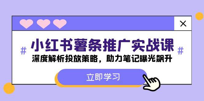 小红书薯条推广⭐小红书-薯 条 推 广 实战课：深度解析投放策略，助力笔记曝光飙升