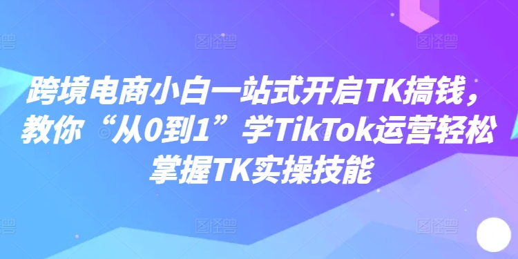 295-20240824-跨境电商小白一站式开启TK搞钱，教你“从0到1”学TikTok运营轻松掌握TK实操技能