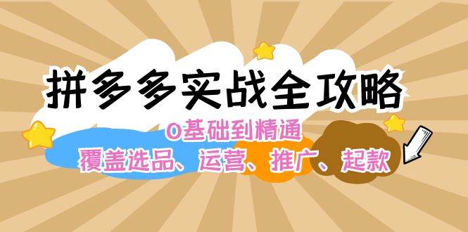 拼多多最新训练营⭐拼多多实战全攻略：0基础到精通，覆盖选品、运营、推广、起款