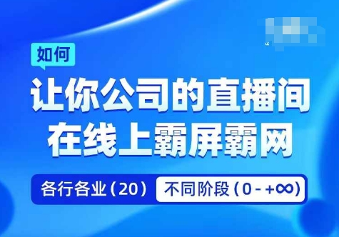 338-20240828-企业矩阵直播霸屏实操课，让你公司的直播间在线上霸屏霸网