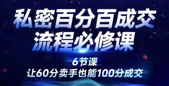 020-20240902-私密百分百成交流程线上训练营，绝对成交，让60分卖手也能100分成交