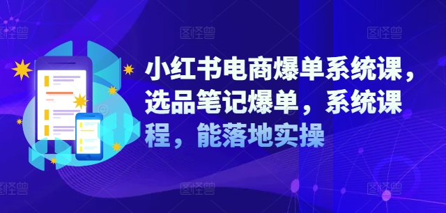 036-20240904-小红书电商爆单系统课，选品笔记爆单，系统课程，能落地实操