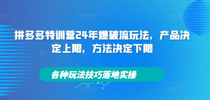 038-20240904-拼多多特训营24年爆破流玩法，产品决定上限，方法决定下限，各种玩法技巧落地实操