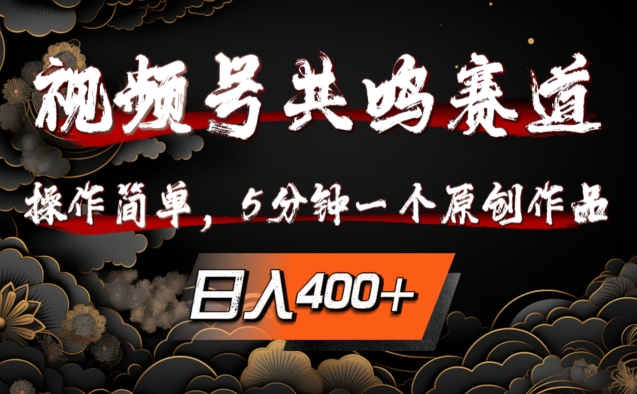 095-20240910-视频号共鸣赛道，操作简单，5分钟1个原创作品，日入几张【揭秘】